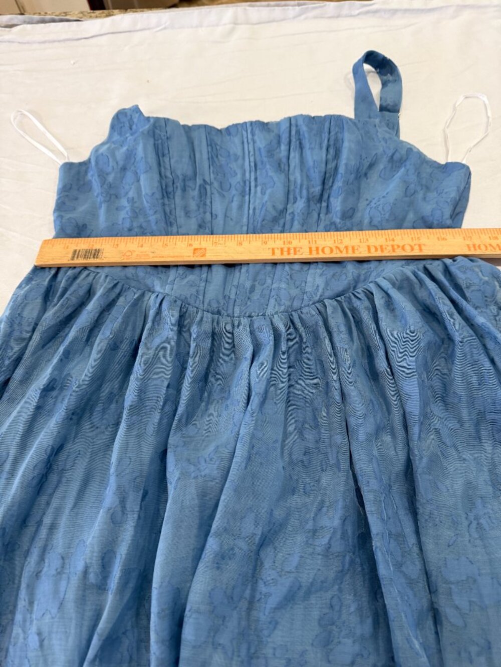 Lulus Colwyn Blue Floral Jacquard Bustier Midi Dress Size XXL - Picture 7 of 13